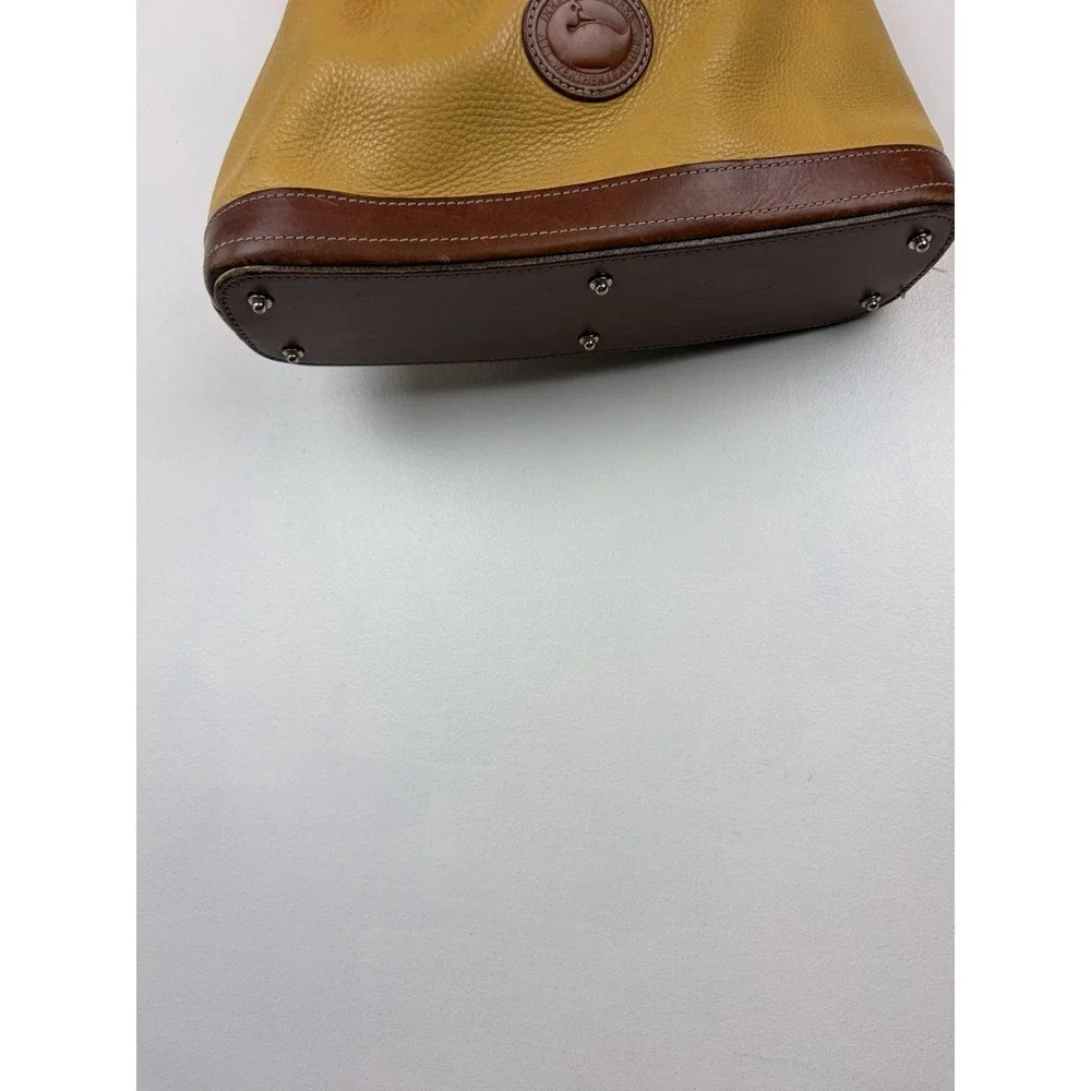 Dooney & Bourke Purse Pebble Leather Zip Satchel Shoulder Bag Mustard Yellow